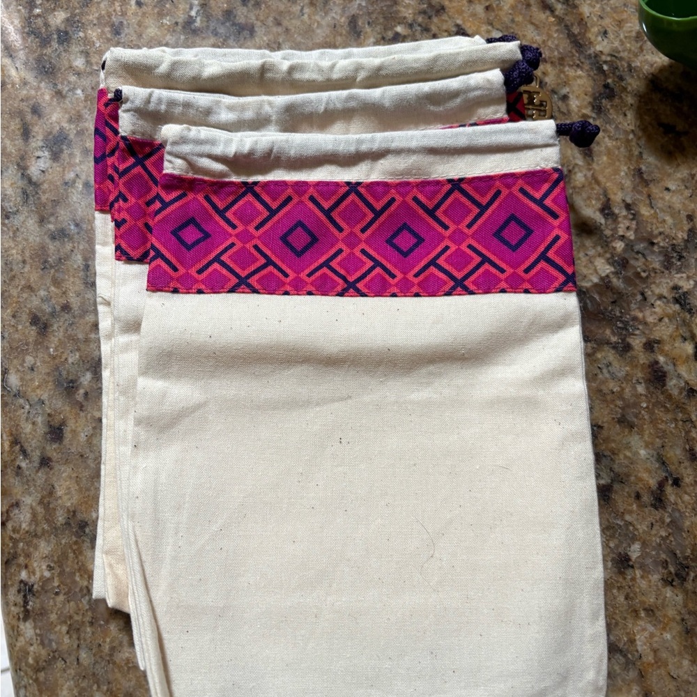 Tory Burch Pink and Cream Hosiery Bags